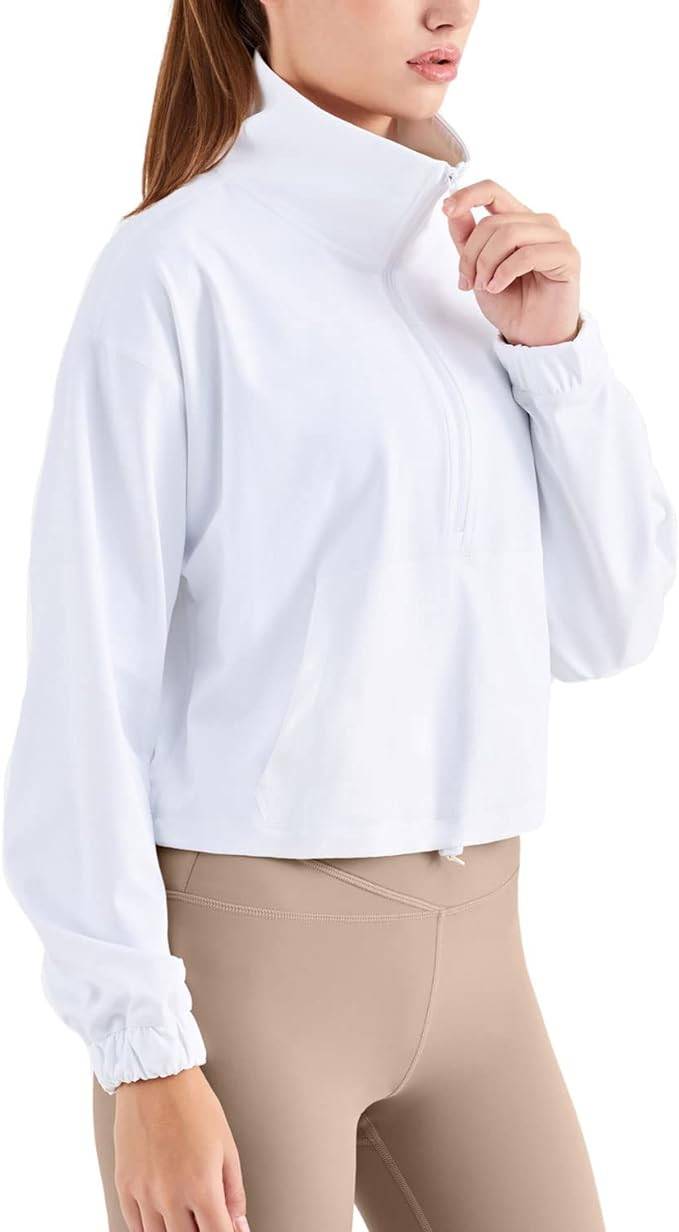 altiland Half Zip Pullover Cropped Jackets for Women Long Sleeve Workout Athletic Running Yoga Sh... | Amazon (US)