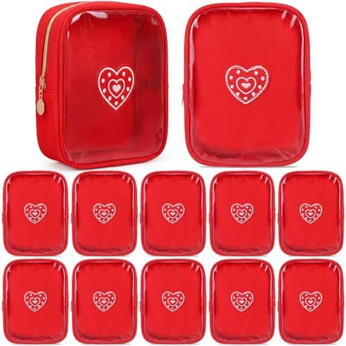 Sunnymove 12 Pcs Valentines Heart Chenille Patches Makeup Bags with Zipper Galentine Cosmetic Bag... | Amazon (US)