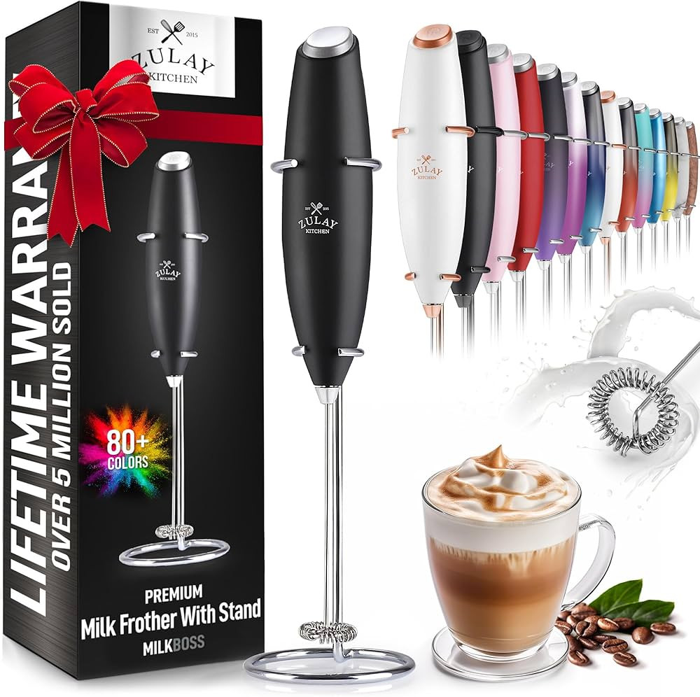 Zulay Powerful Milk Frother Handheld Foam Maker for Lattes - Whisk Drink Mixer for Coffee, Mini F... | Amazon (US)