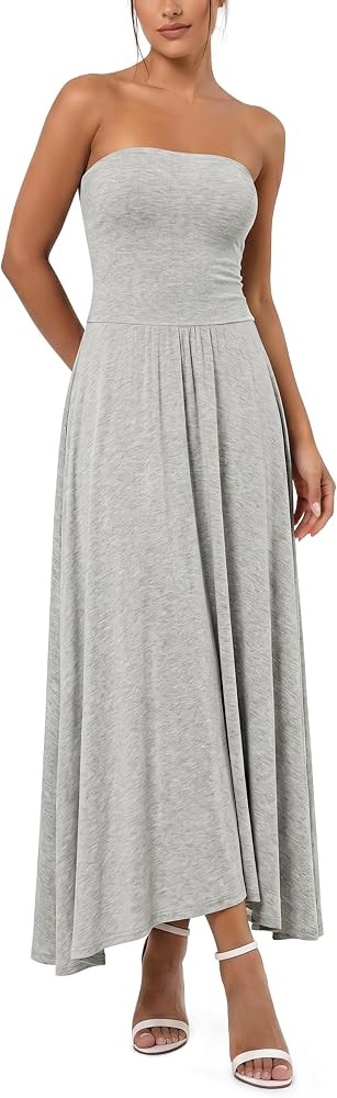 ODODOS Women's 2-in-1 Maxi Dress/Skirt - Drapey Soft Stretch Convertible High-Waist Maxi Skirt or Strapless Dress | Amazon (US)