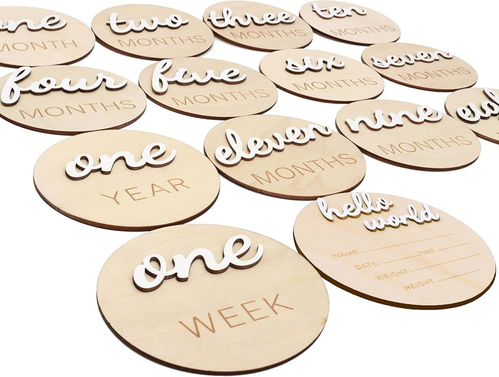 3D Wooden Monthly Milestone Cards, Baby Monthly Milestone Marker Cards, Newborn Memento Milestone... | Amazon (US)