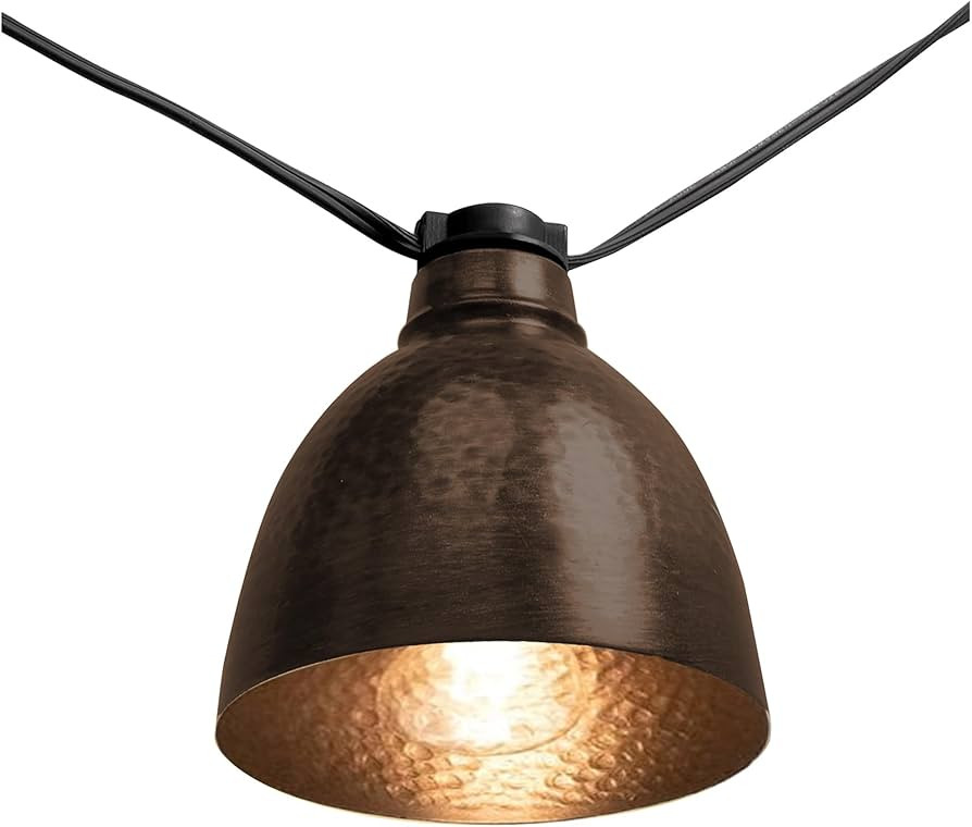 LumaBase Electric Café String Lights with 10 Brown Metal Domes | Amazon (US)