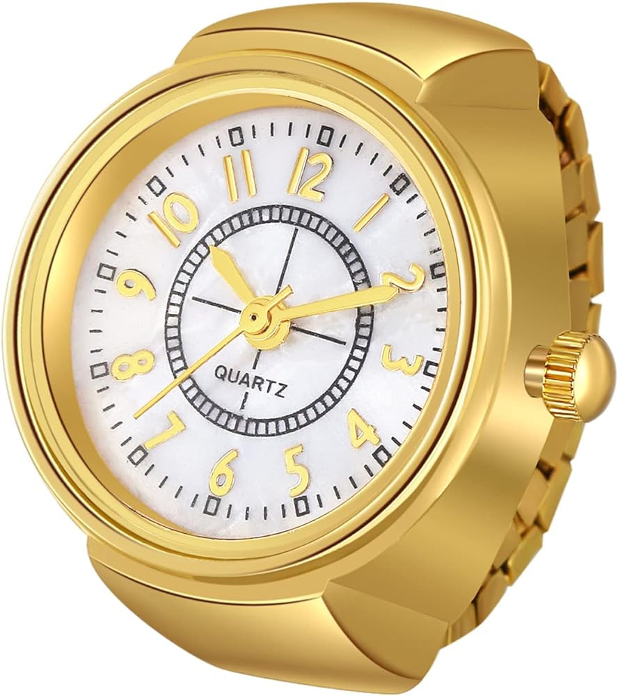 JewelryWe Men Women Finger Watch Stretchy Band Elastic Round Simple Dial Quartz Ring Watches for ... | Amazon (US)