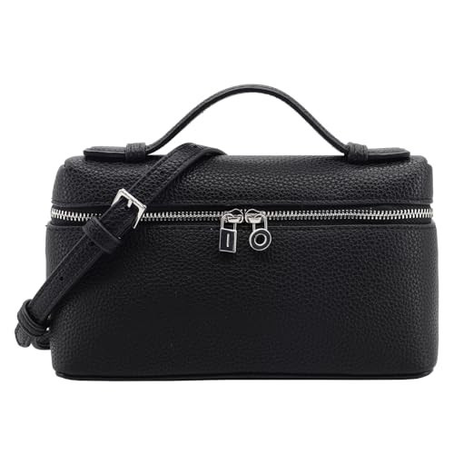 Crossbody Bag for Women Top-Handle Pouch Mini Bag Designer Shoulder Leather Handbag Trendy Purse (Black) | Amazon (US)