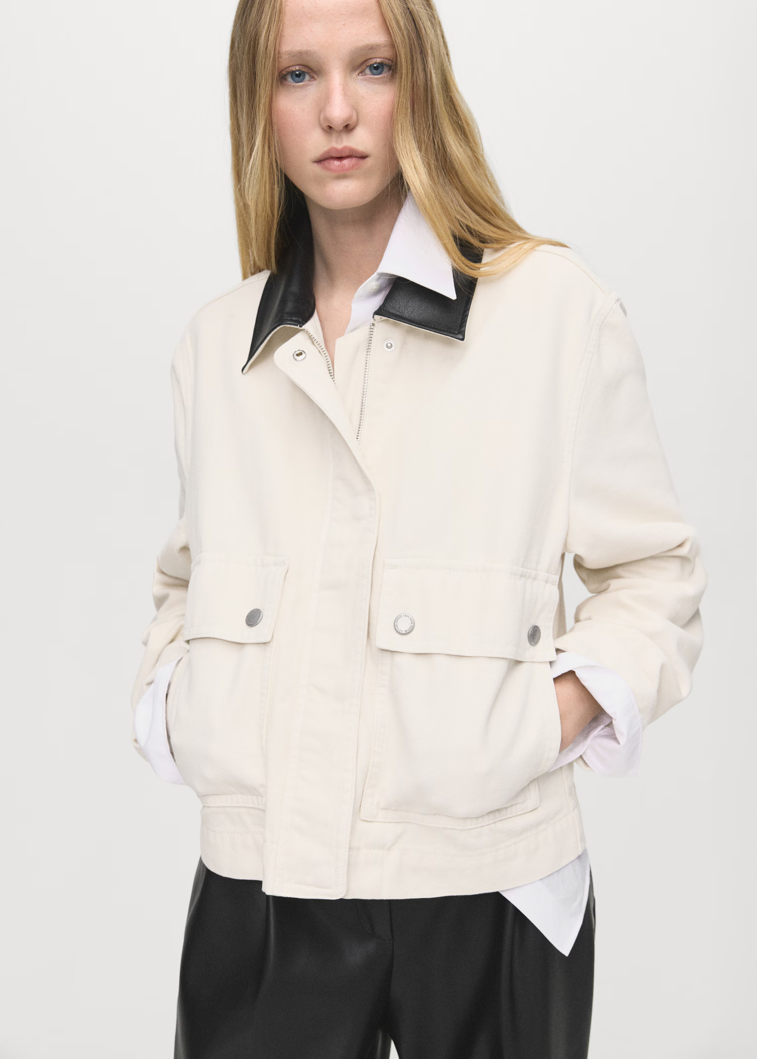 Denim parka with contrasting collar - Women | MANGO USA | Mango (US/MX/AU)