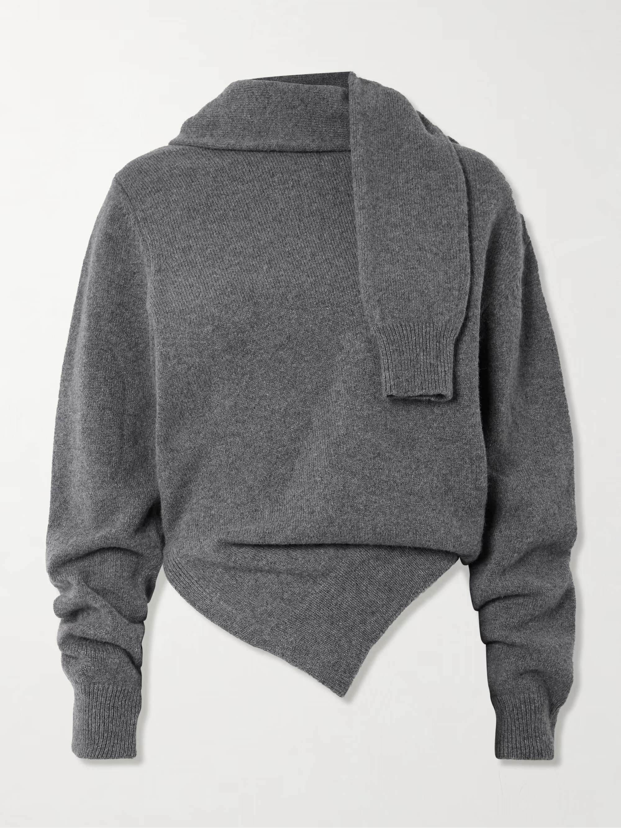 Scarf-detailed ribbed wool and cashmere-blend sweater | NET-A-PORTER (US)