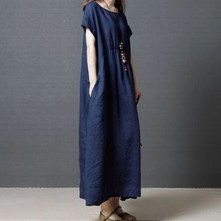 Short-Sleeve A-Line Maxi Dress | YesStyle Global
