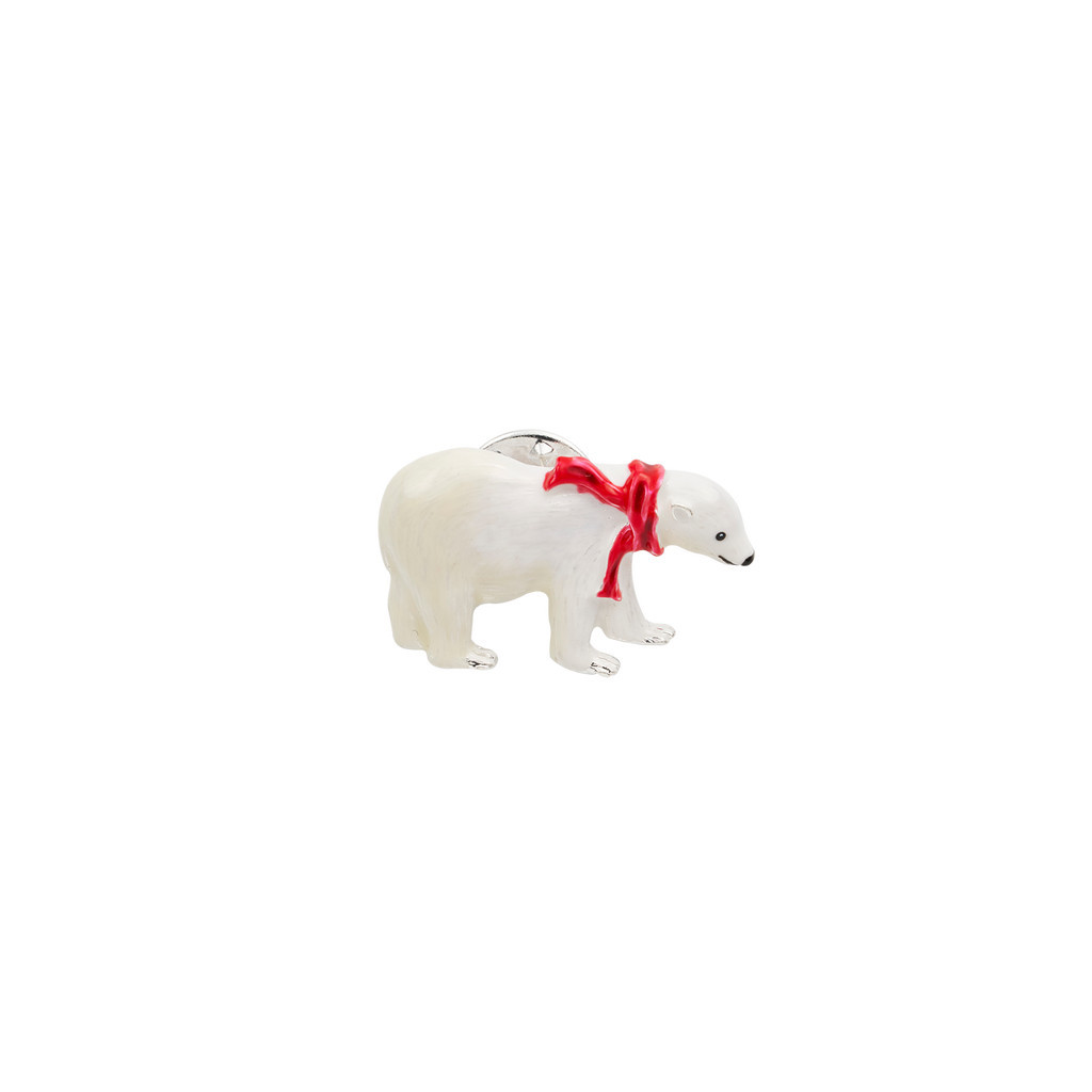 Fable England Cosy Polar Bear Enamel Brooch in Silver at Nordstrom | Nordstrom