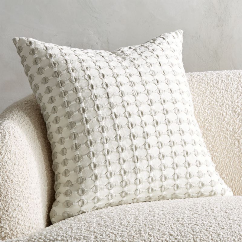 20" Estela Grey and White Pillow with Feather-Down Insert | CB2 | CB2