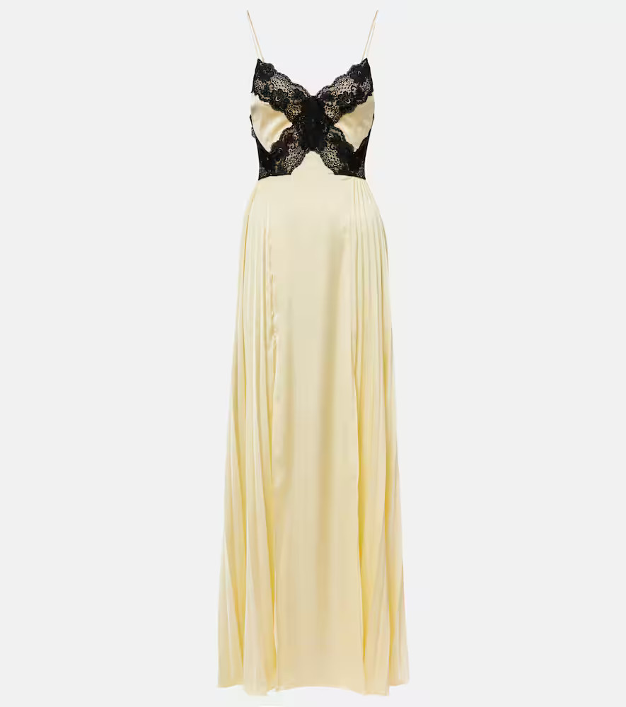 Self-Portrait Maxikleid aus Satin mit Spitze | Mytheresa (DACH)