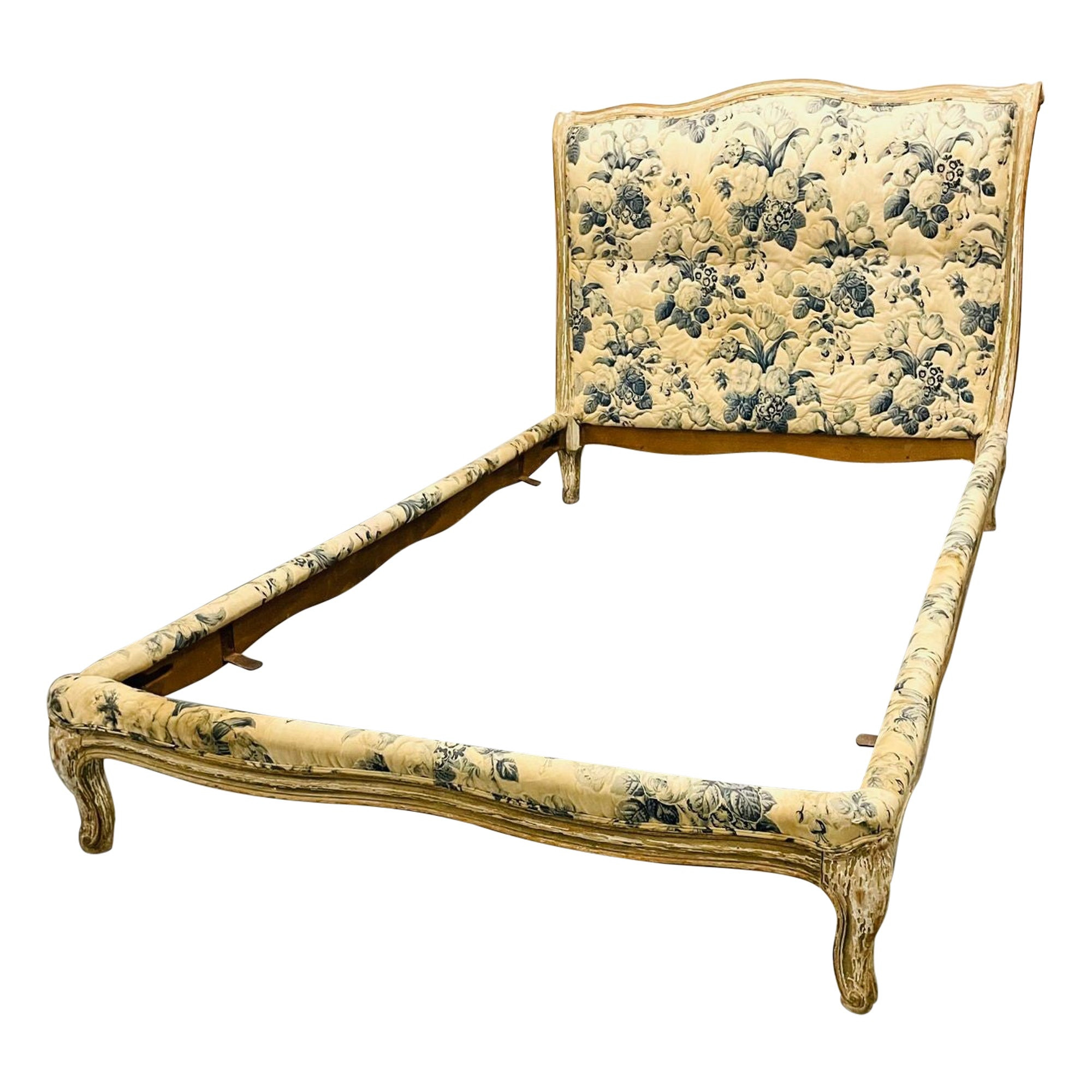 Maison Jansen Paint Decorated Twin Bedframe, Distressed, Stamped Made in France | 1stDibs