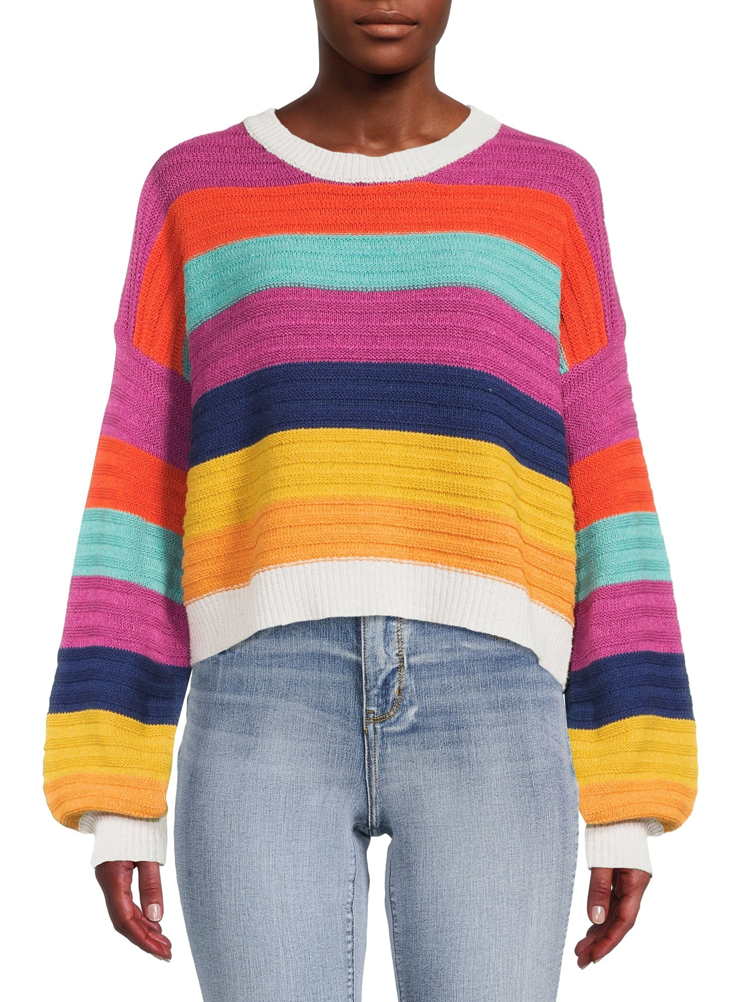 Dreamers by Debut Womens Rainbow Pullover Long Sleeve Sweater - Walmart.com | Walmart (US)
