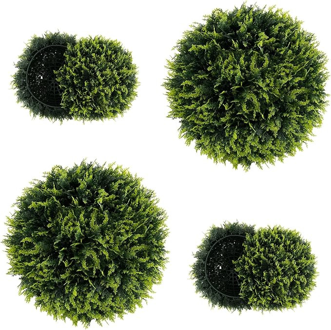Goplus 2 PCS 18 Inch Artificial Cedar Topiary Ball, Round Faux Cypress Balls Outdoor, Fake Plant ... | Amazon (US)