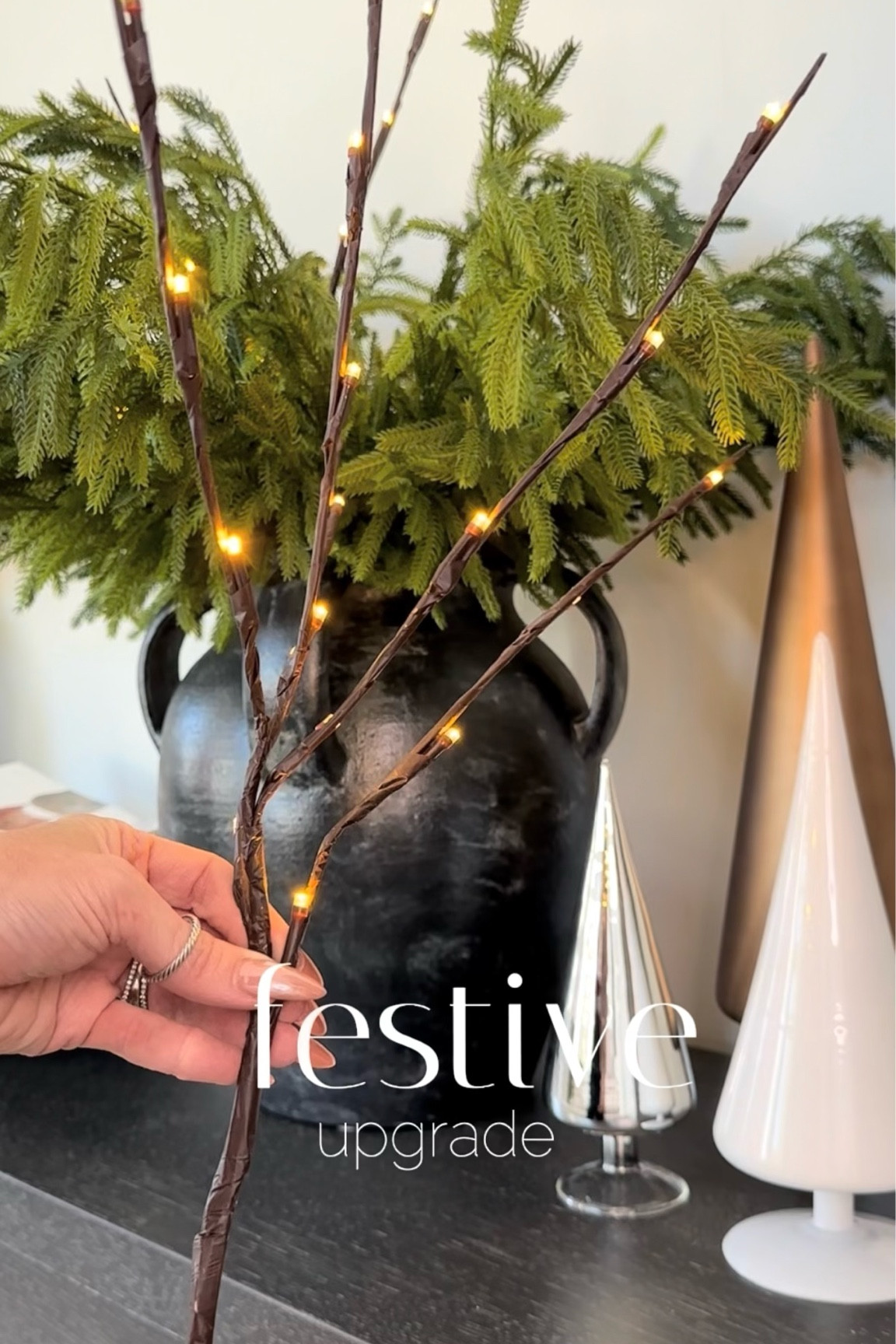Lighter stems ..sold as a pack of 2 for $10
Elevate your holiday decor with this easy tip..holiday home 
Christmas holiday decor,
Norfolk stems 
#ltkseasonal


#LTKHoliday #LTKhome #LTKstyletip