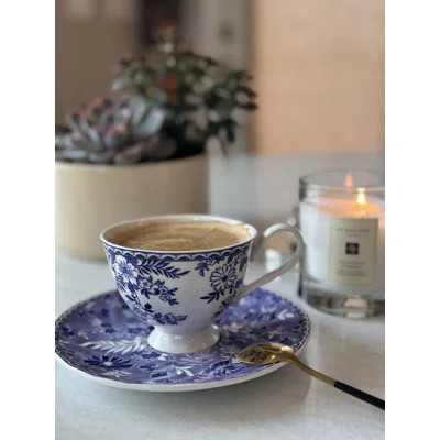 Blue Floral Teacup & Saucer Set | Wayfair North America