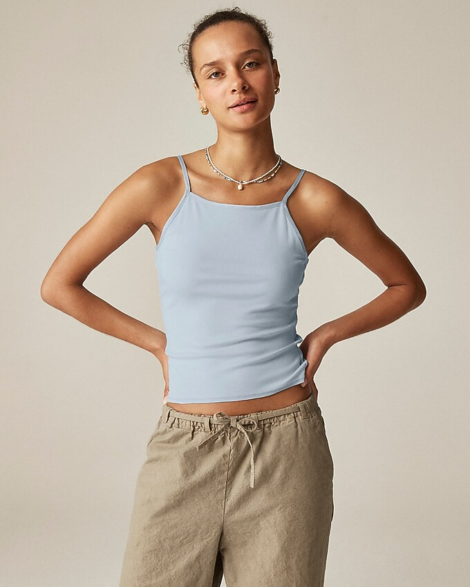 Refined rib satin-trim tank top | J. Crew US