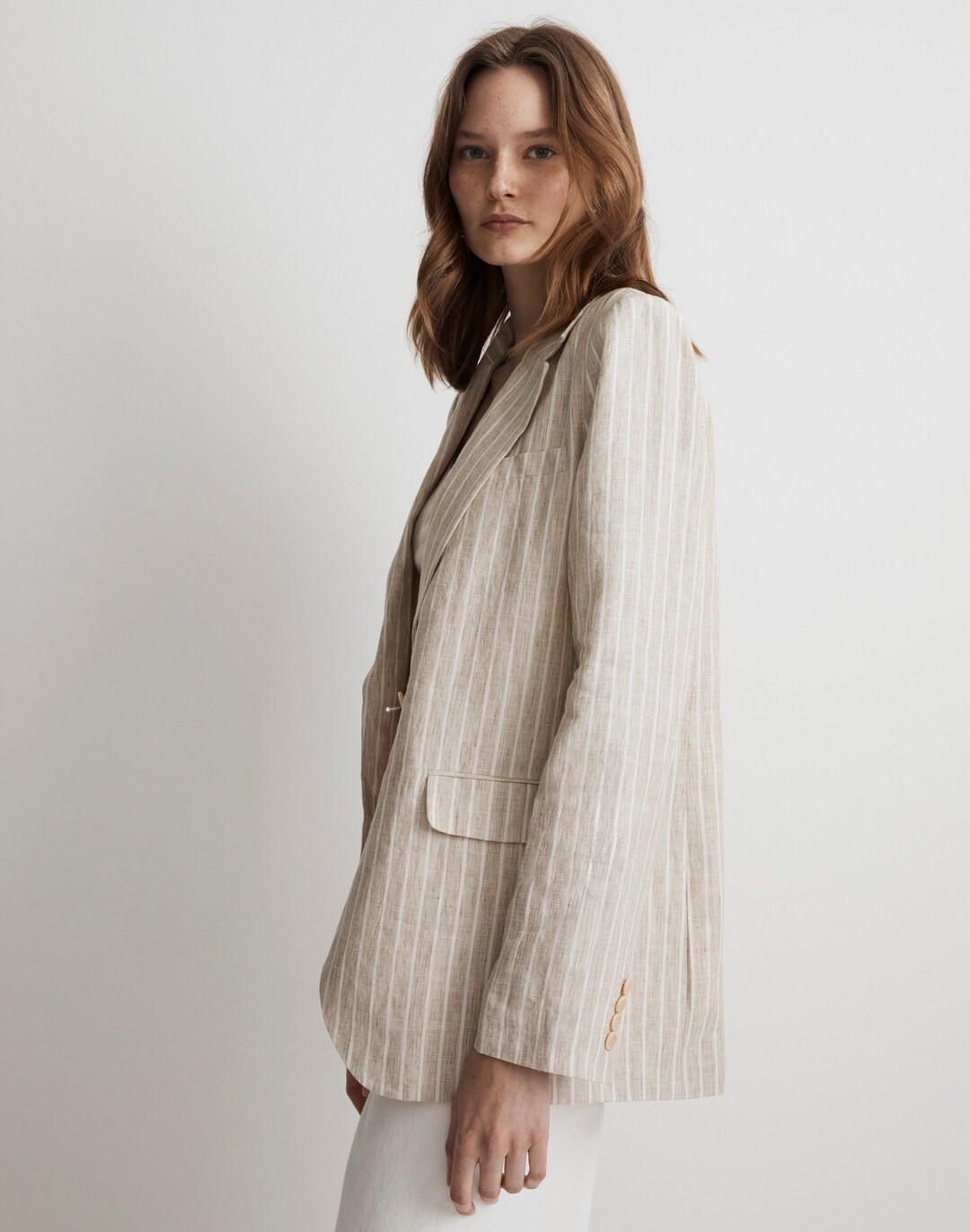 The Striped Larsen Blazer in 100% Linen | Madewell