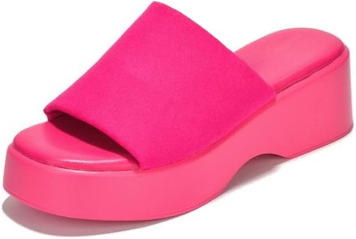 KK PAIR OF KINGS Platform Sandals Women Wedges Slides Chunky Heels Wedge Sandals Fabric Mule Fitt... | Amazon (US)