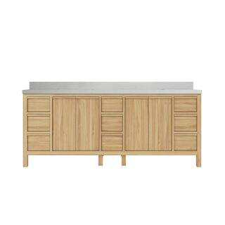 Willow Collections Elizabeth 84 in. W x 22 in. D x 36 in. H Double Sink Bath Vanity in Natural wi... | The Home Depot