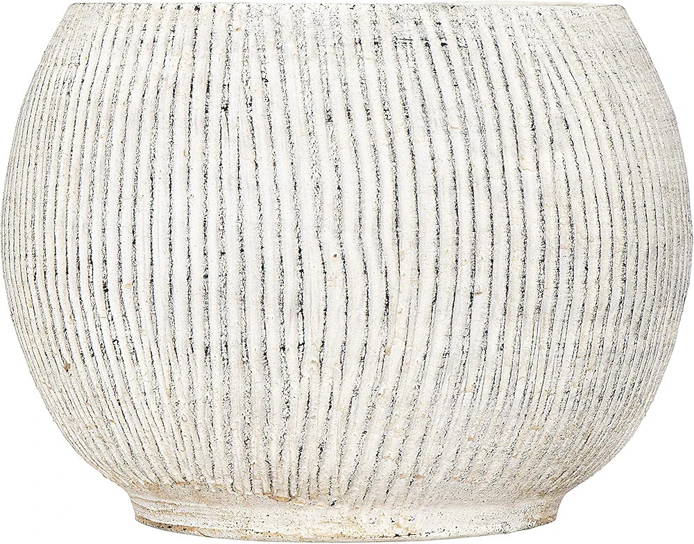 Distressed Cream Terracotta Planter with Fluted Texture | Amazon (US)