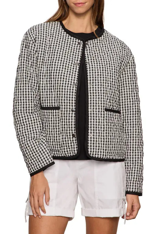 Sanctuary Gingham Quilted Cotton Blend Jacket in Black at Nordstrom, Size Xx-Large | Nordstrom