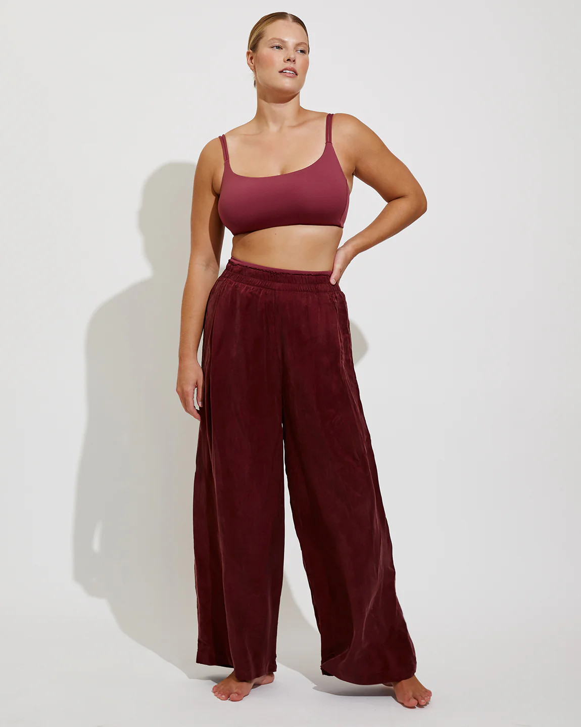 Day Trip Pant - Maroon Sport Silk Pant | Left on Friday