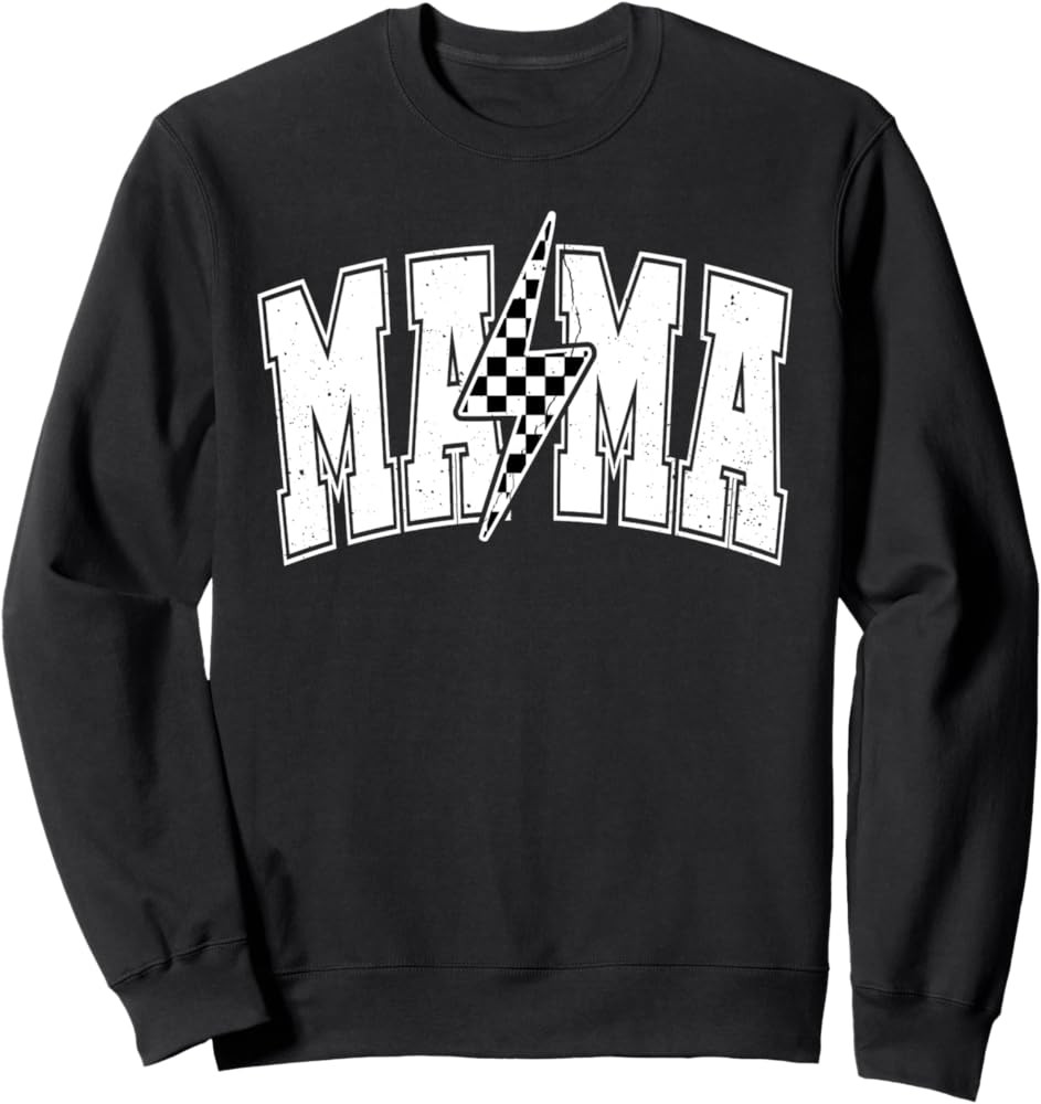 Mama Lightning Bolt Checkered Mother's Day Varsity For Mom Sweatshirt | Amazon (US)