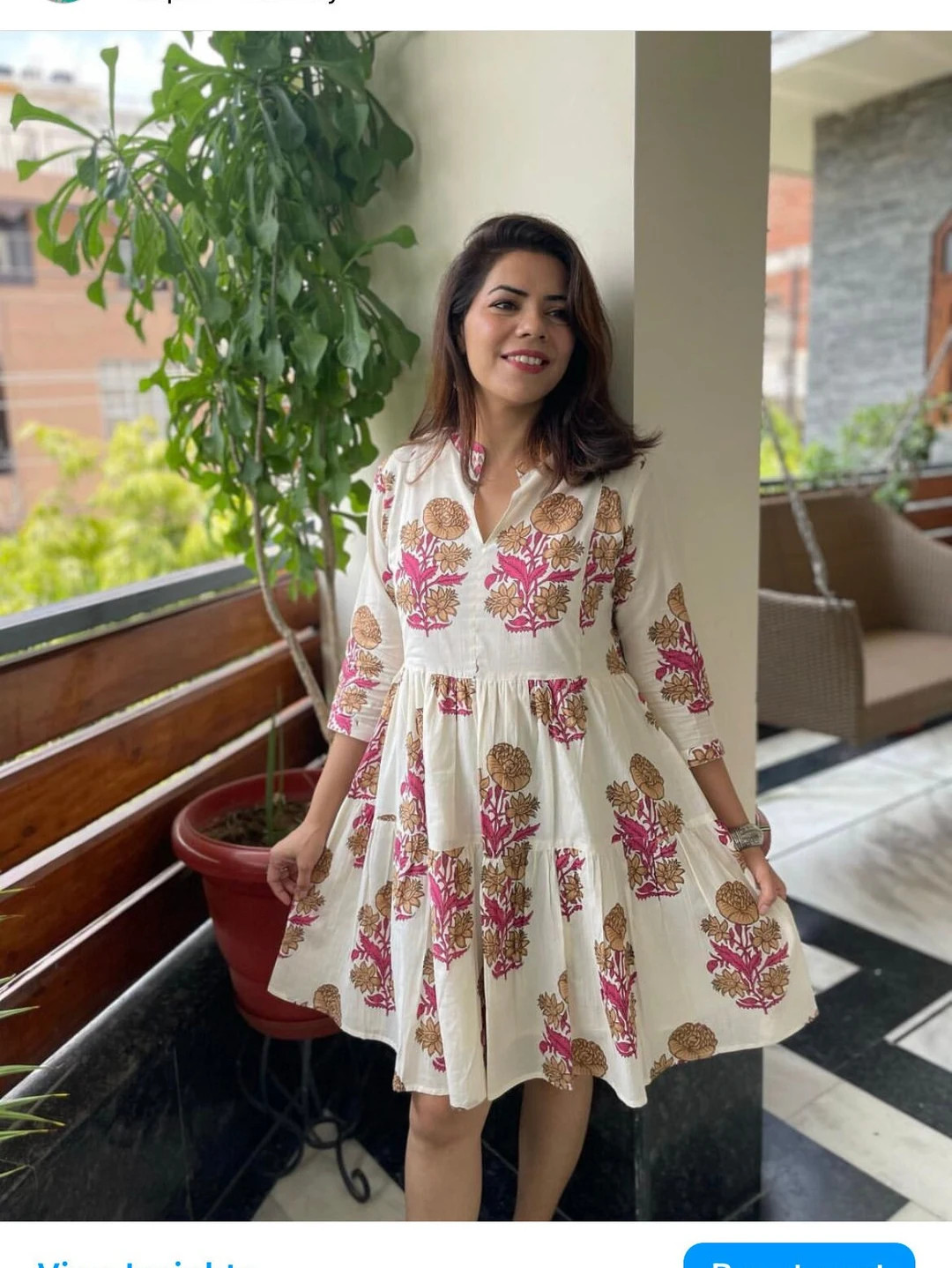 Hand Block Printed Dress Summer Dress White Dress Cotton Floral Dress Handmade Made in India - Et... | Etsy (US)