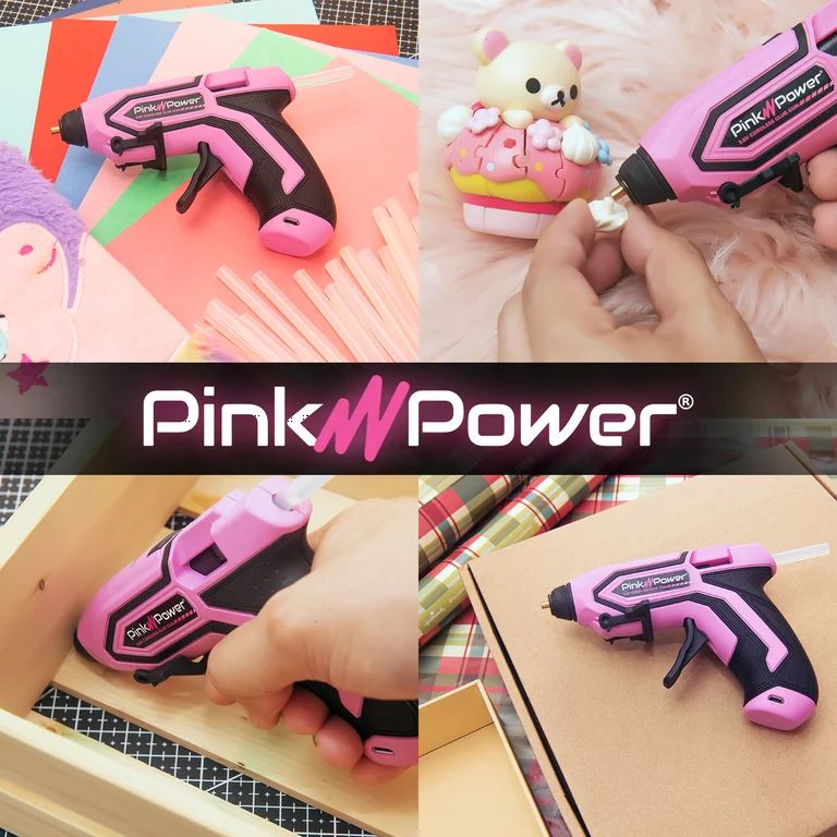 Pink Power Cordless & Portable Mini Hot Glue Gun Kit with 20 Premium Mini Glue Sticks and Fast Ch... | Walmart (US)