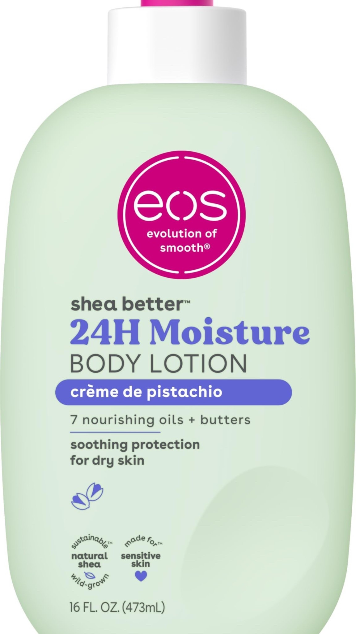 eos Shea Better Body Lotion- Creme de Pistachio, Soothes Dry Skin, 16 fl oz