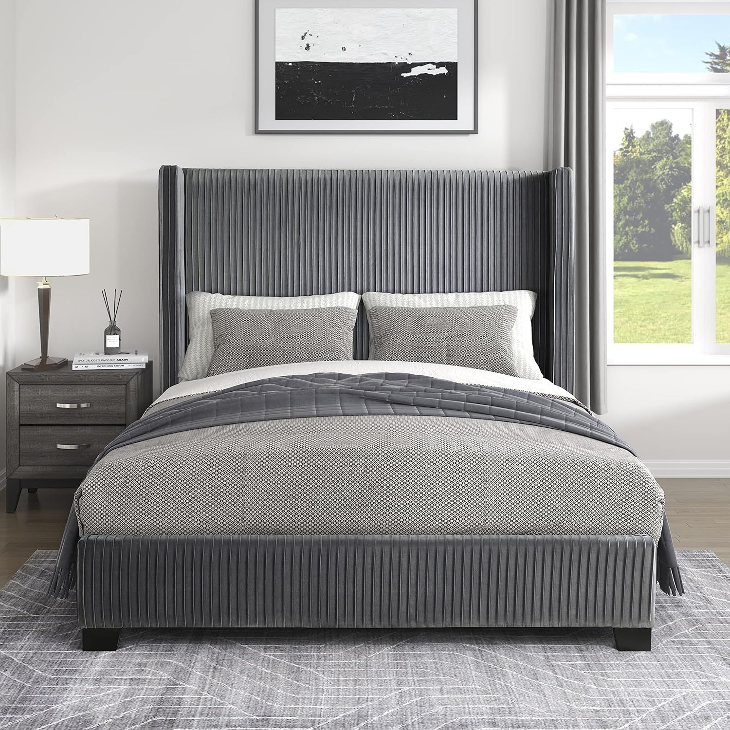 Lexicon Stawell Upholstered Panel Bed, Queen, Dark Gray | Amazon (US)