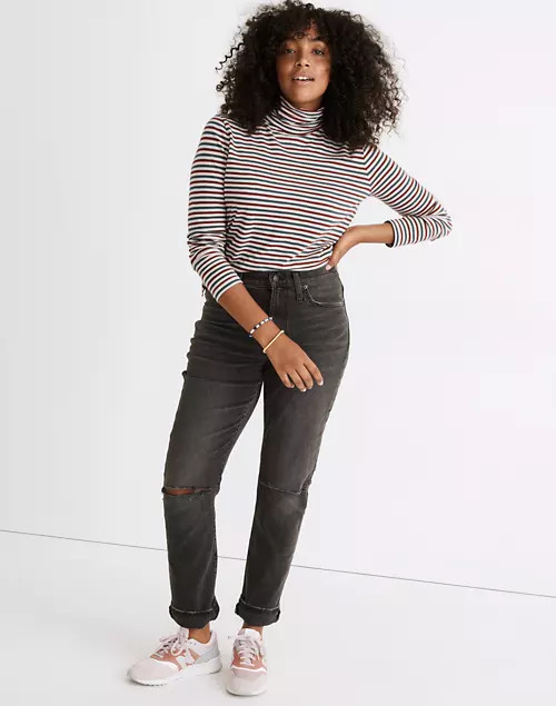 The Tall High-Rise Slim Boyjean in Caton Wash: Ripped-Knee Edition | Madewell