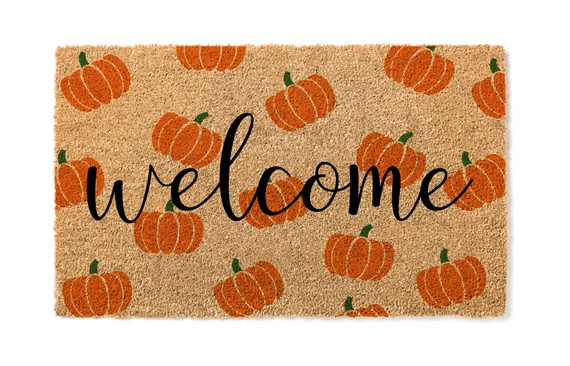 Welcome Pumpkin Pattern Door Mat | Fall Doormat | Welcome Mat | Cute Pumpkin Fall Door Mat | Fall... | Etsy (US)