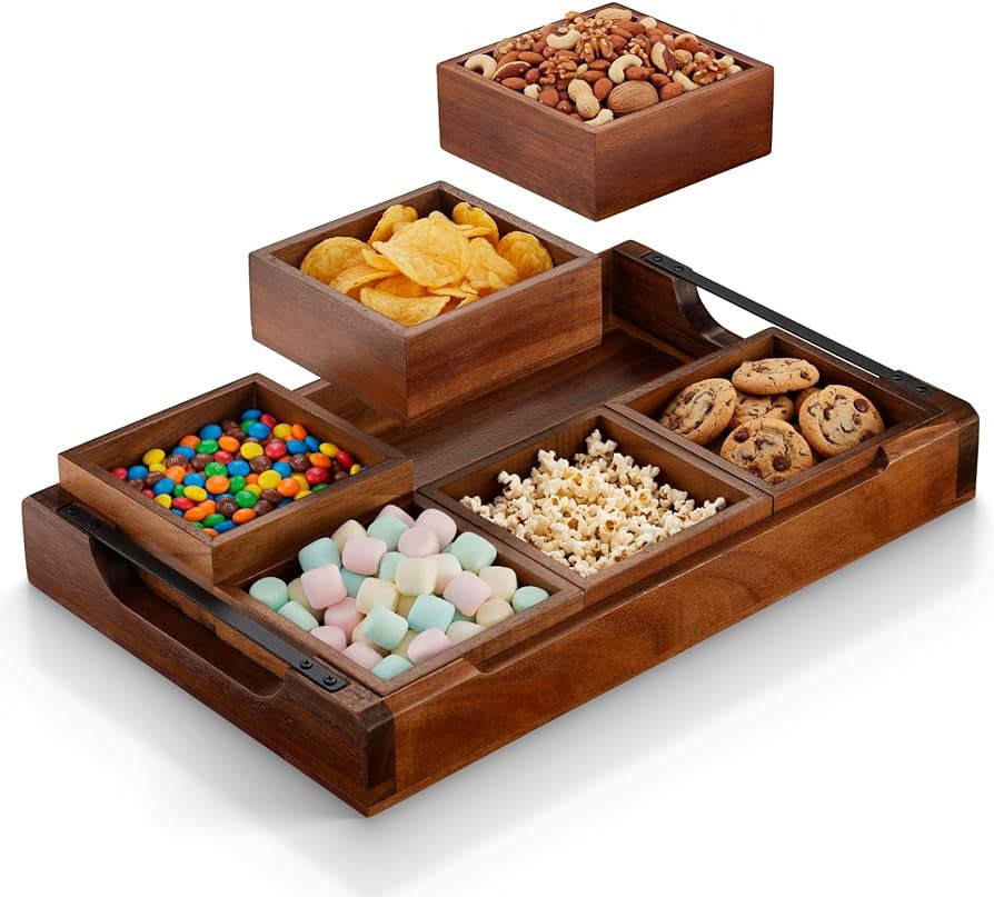 Modular Serving Tray - Acacia | Serving Platter Snack Tray for Party Hosting - Trays for Serving ... | Amazon (US)