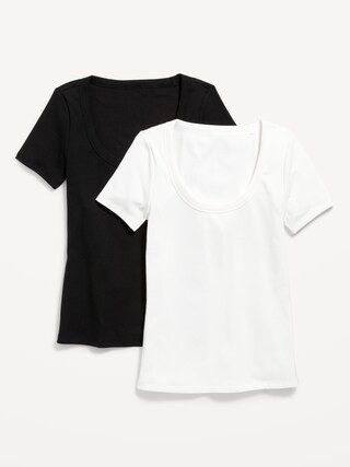 Fitted Rib-Knit Scoop-Neck T-Shirt 2-Pack for Women | Old Navy (US)