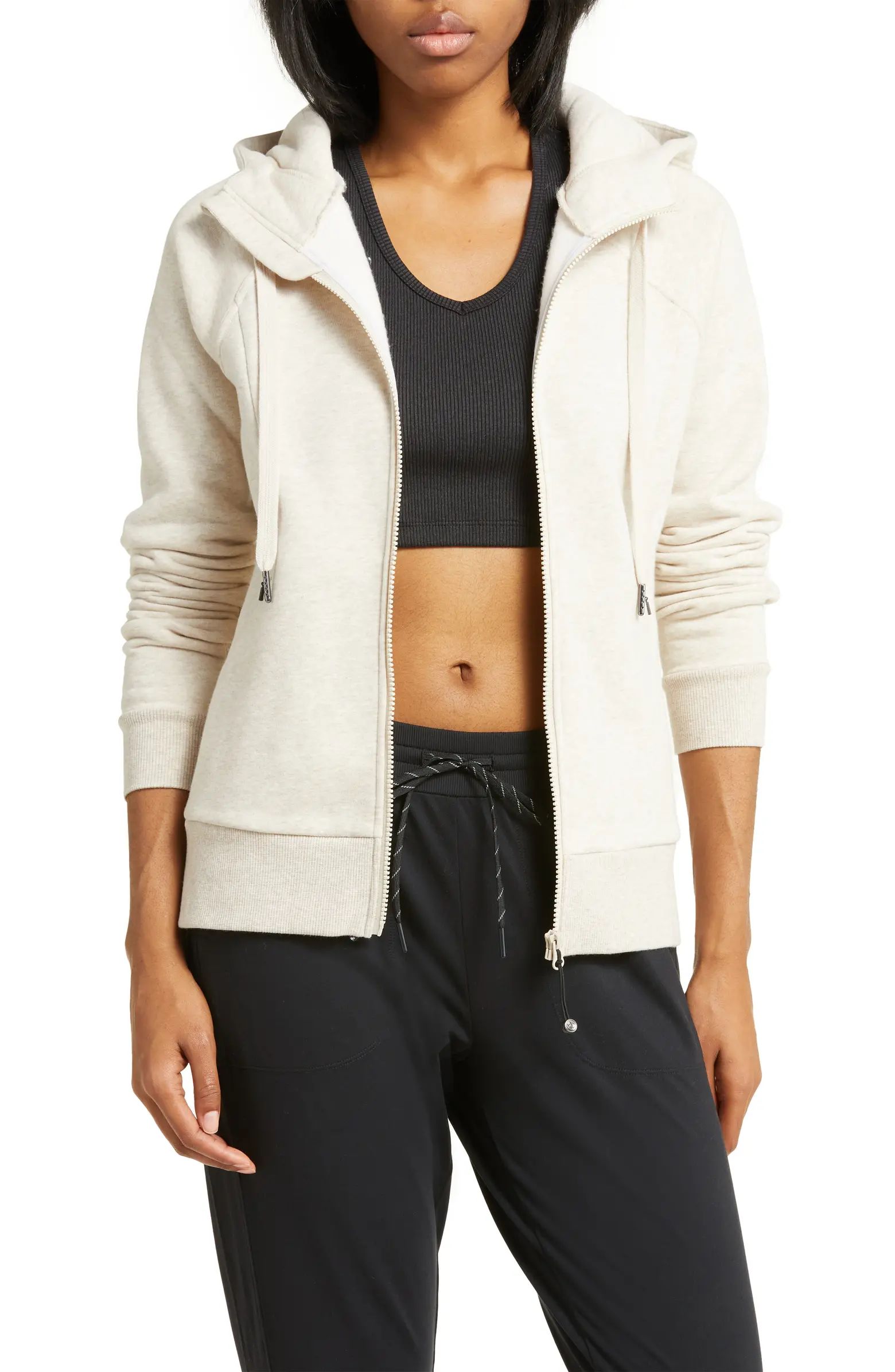 Cara Curve Zip-Up Fleece Hoodie | Nordstrom