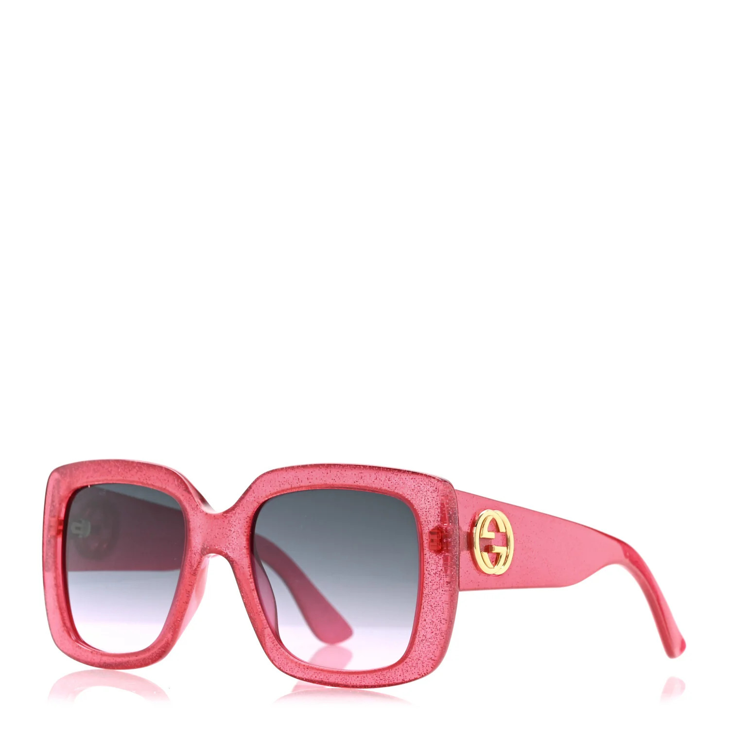 Acetate Square Frame Glitter GG0141S Sunglasses Pink | FASHIONPHILE (US)