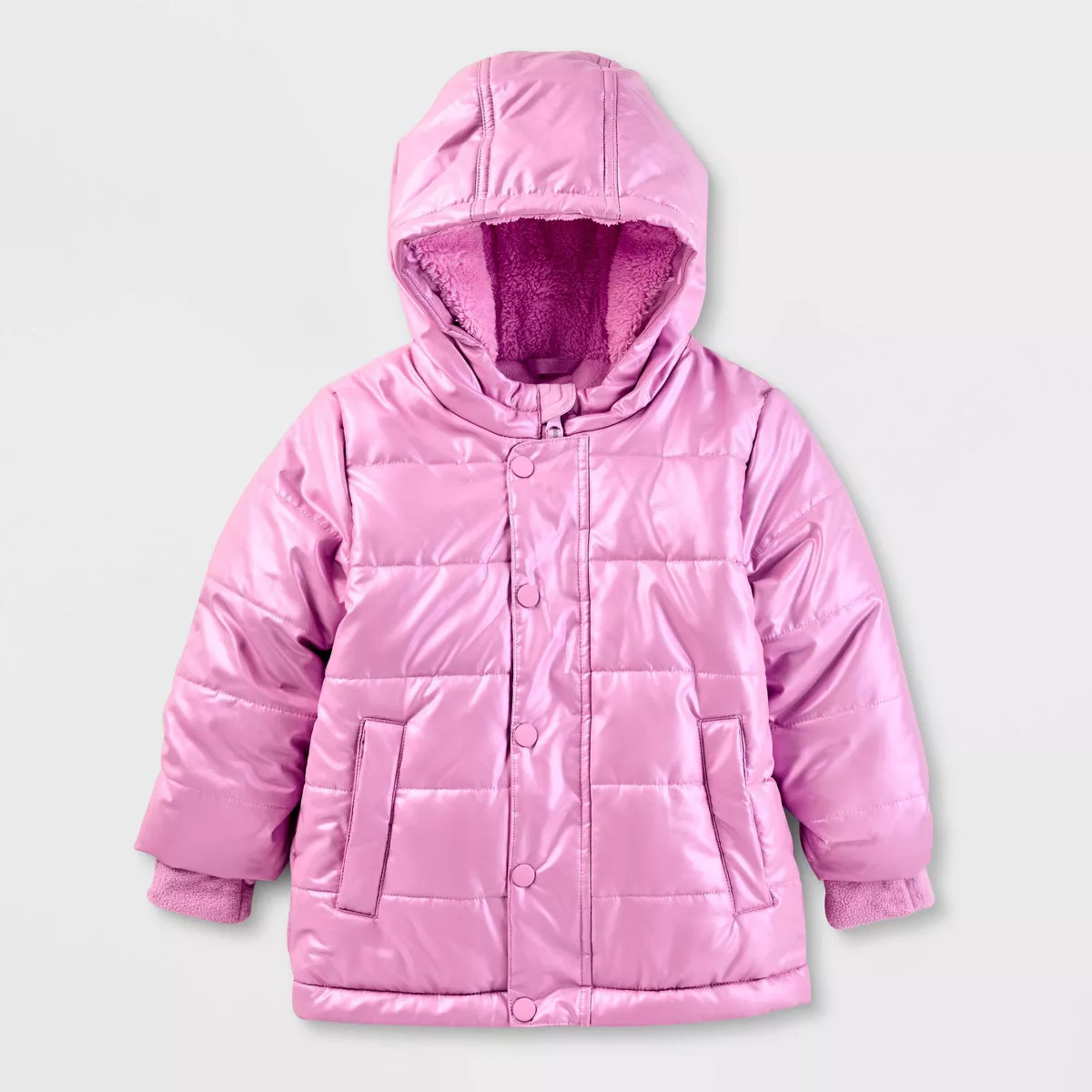 Toddler Girls' Heavyweight Shiny Puffer Jacket - Cat & Jack™ Lavender | Target