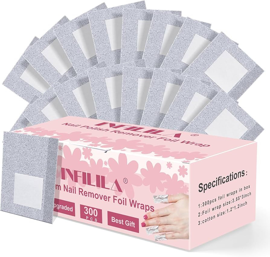 NXJ INFILILA Nail Foil - 300PCS Foil Nail Wraps Gel Nail Polish Remover Foil Wraps for Nails, Soa... | Amazon (US)