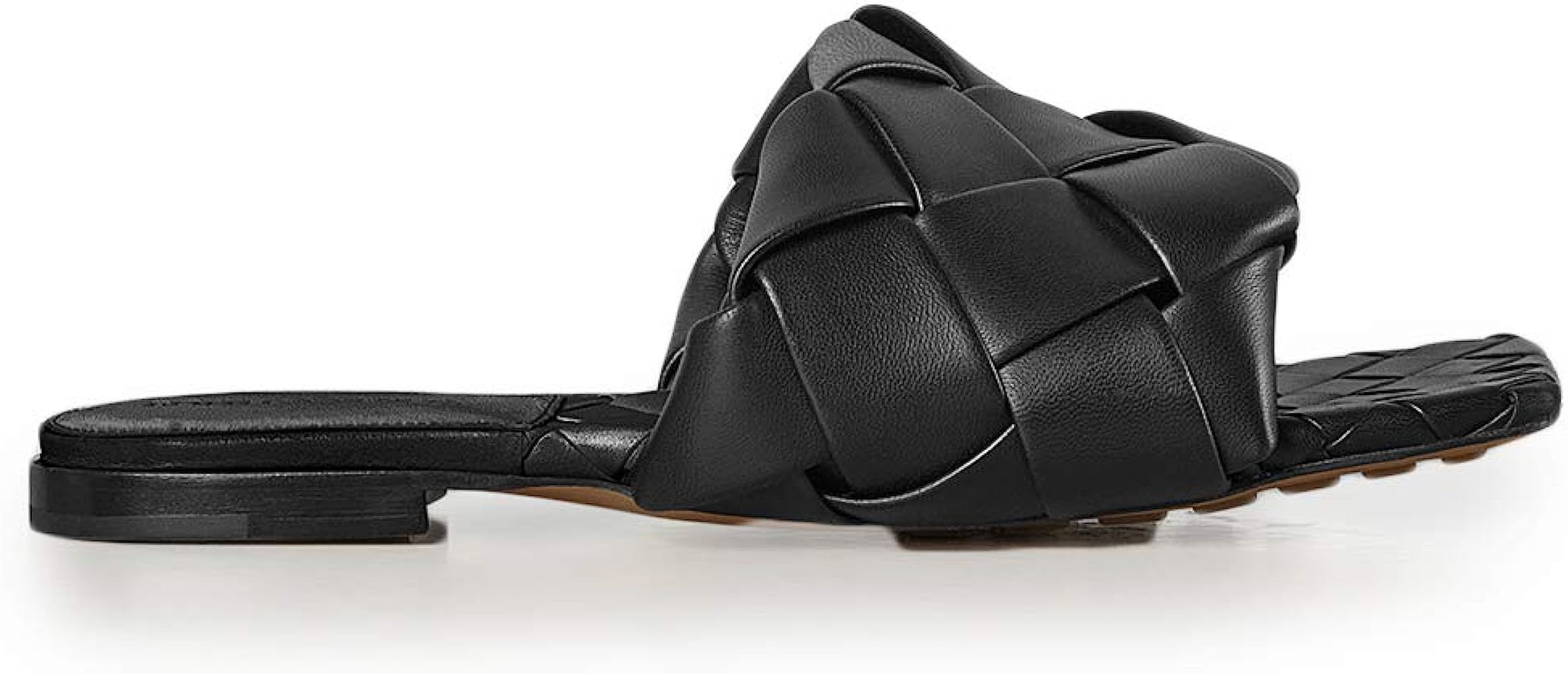 Women Square Toe Flat Sandals Leather Slip On Dress Shoes | Amazon (US)