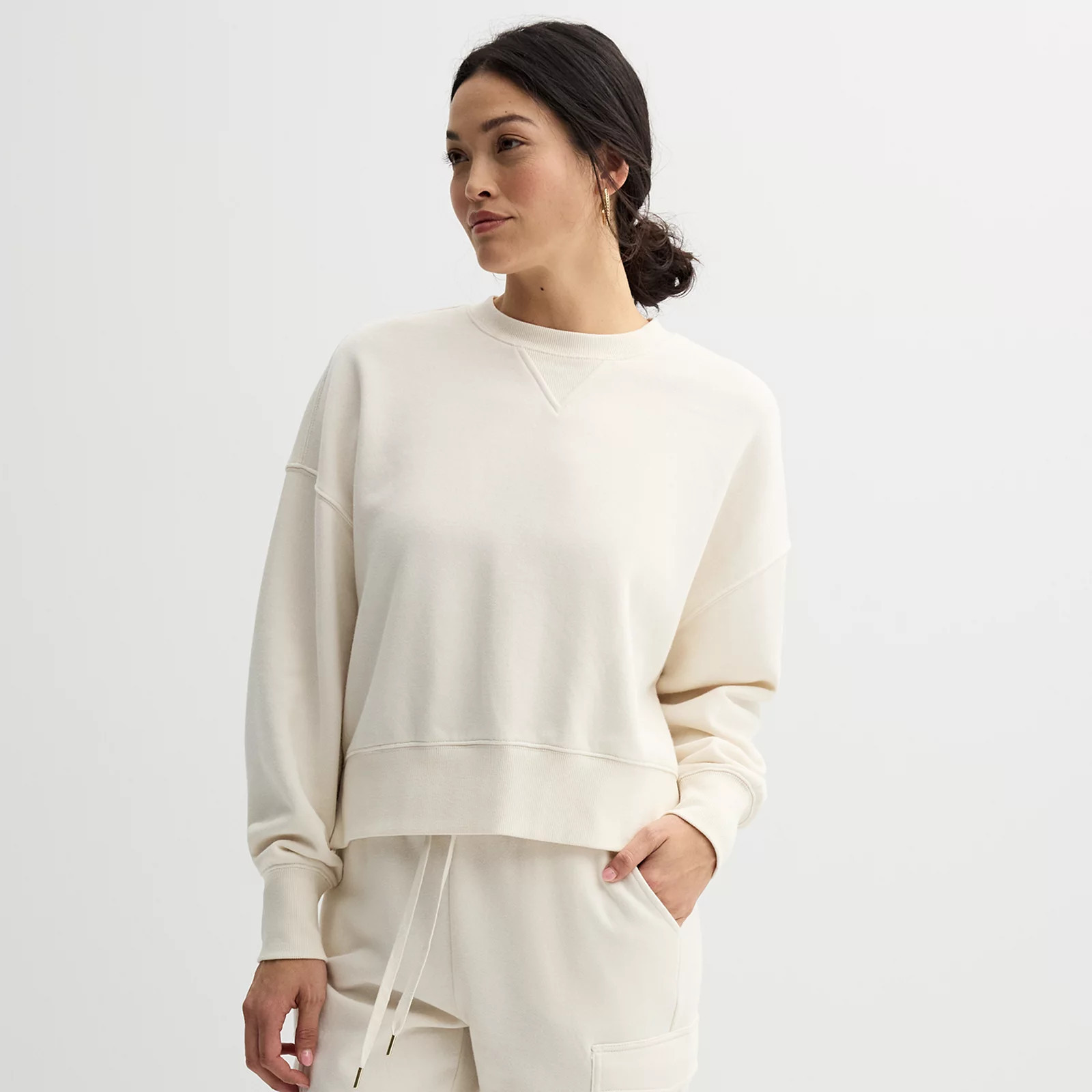 Women's Sonoma Goods For Life® Boxy Crewneck Sweatshirt, Size: XXL, Ivory | Kohl's