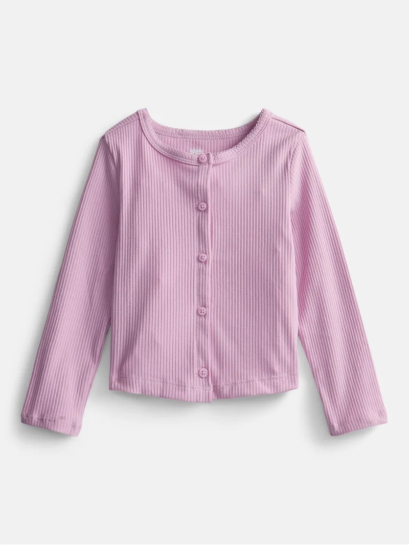 Wonder Nation Toddler Girls' Ribbed Cardigan with Long Sleeves, Sizes 18M-5T | Walmart (US)