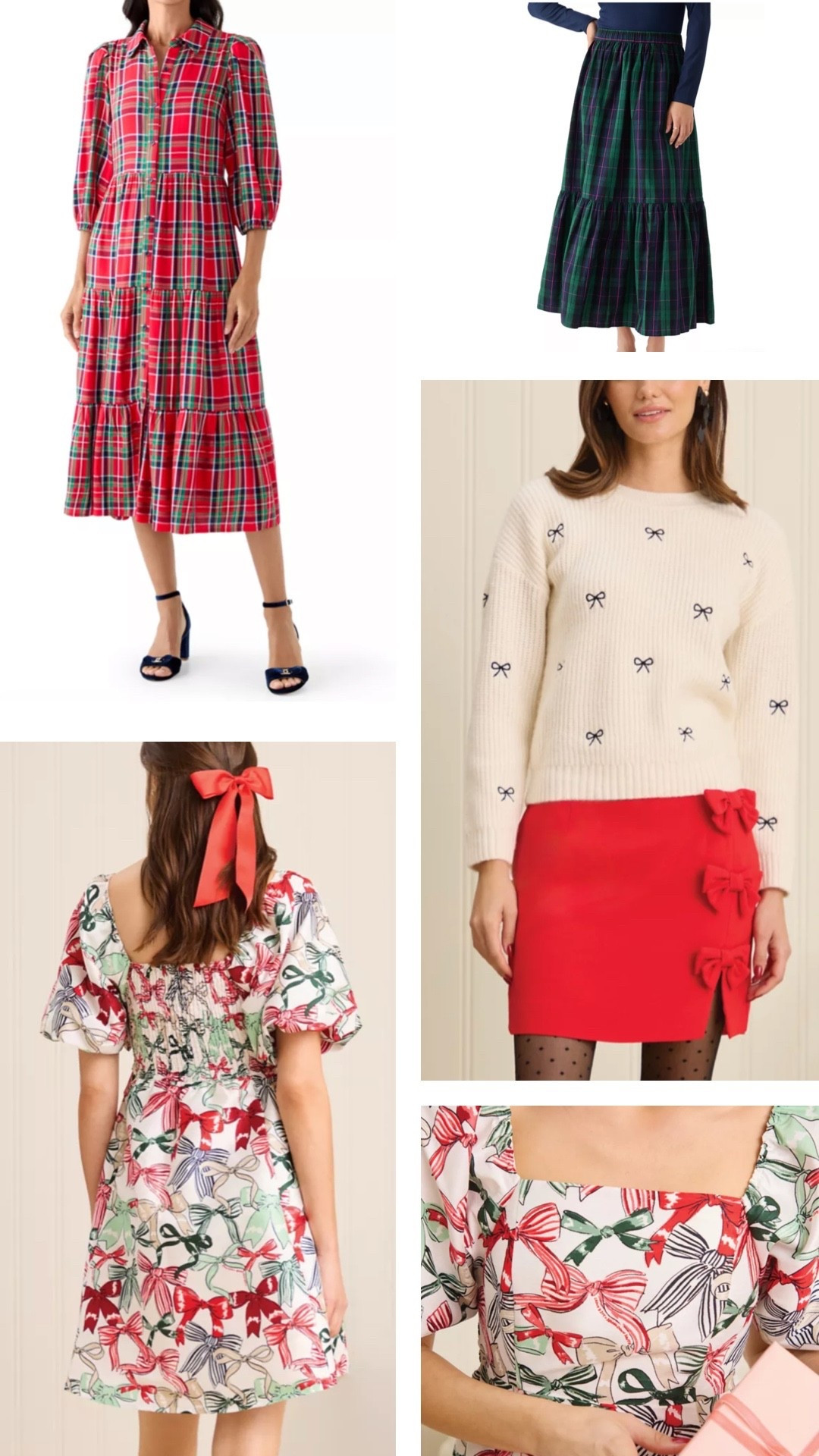 Holiday party outfits - festive tartan dress and plaid skirt, bow accents and festive holiday looks under $40! 

#LTKHoliday #LTKFindsUnder50 #LTKGiftGuide