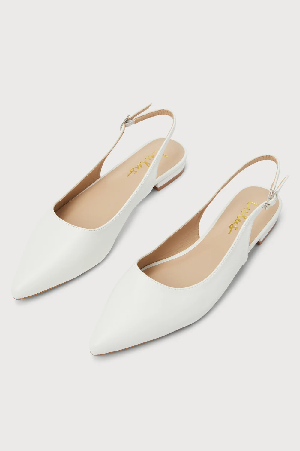 Kayaa White Pointed-Toe Slingback Flats | Lulus (US)