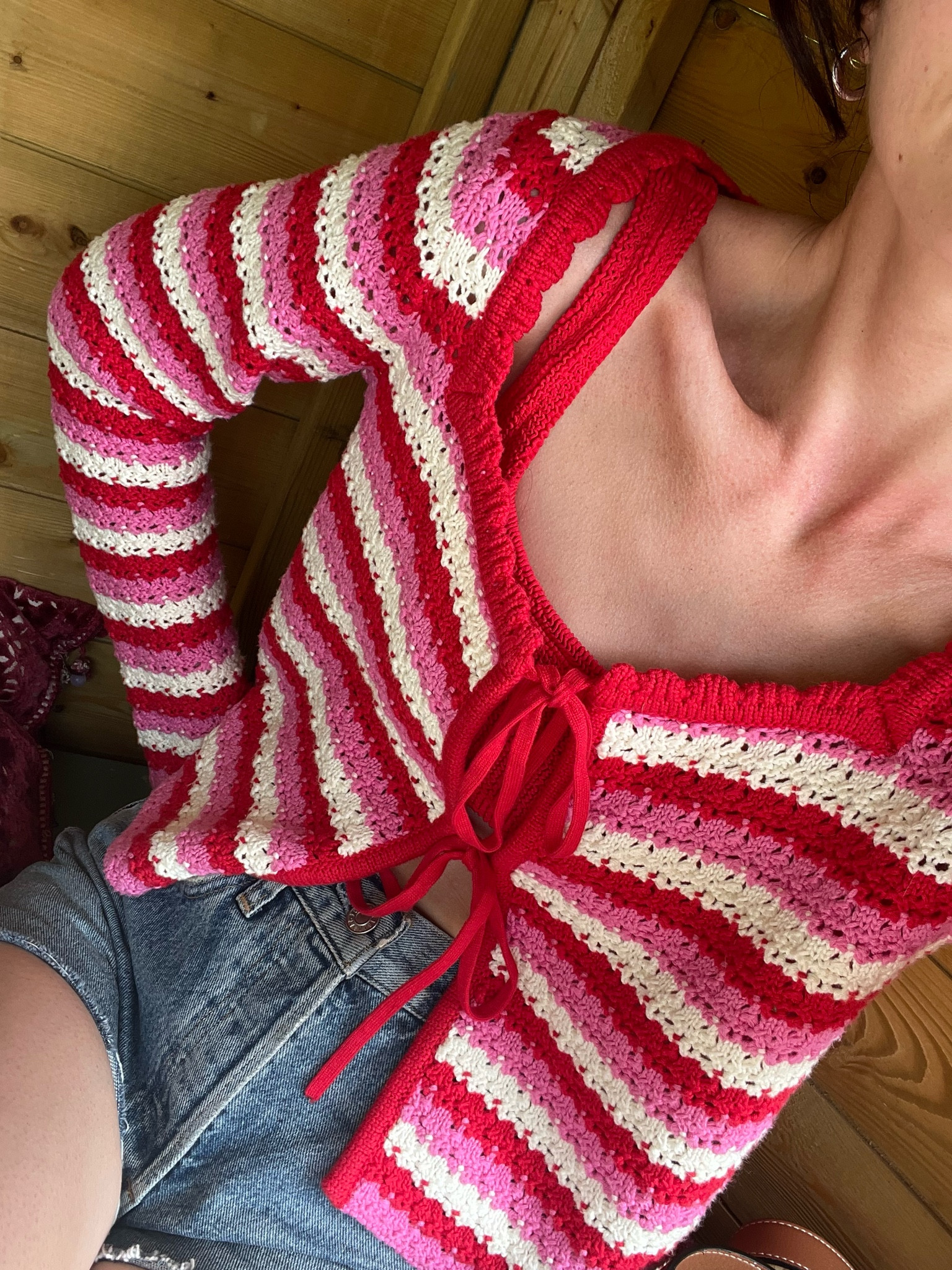 bikini by hunza g 
crochet top by kitri 
denim shorts by agolde 
flip flops by havaianas 
earrings by astrid and miyu 
sunglasses by le specs 
hair clip by emi jay

#LTKstyletip #LTKeurope #LTKSeasonal