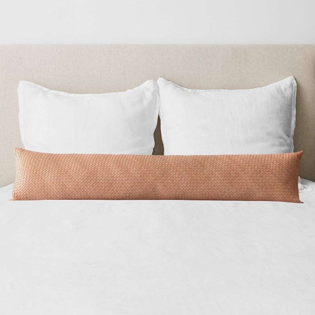 Dhara Leather Lumbar Pillow - Natural / 12'' x 48'' | The Citizenry