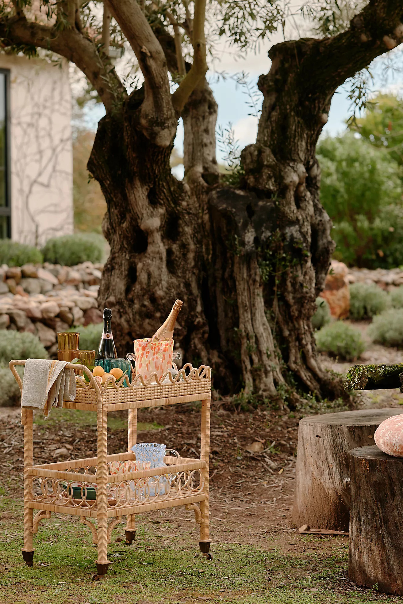 Luci Rattan Bar Cart | Anthropologie (US)