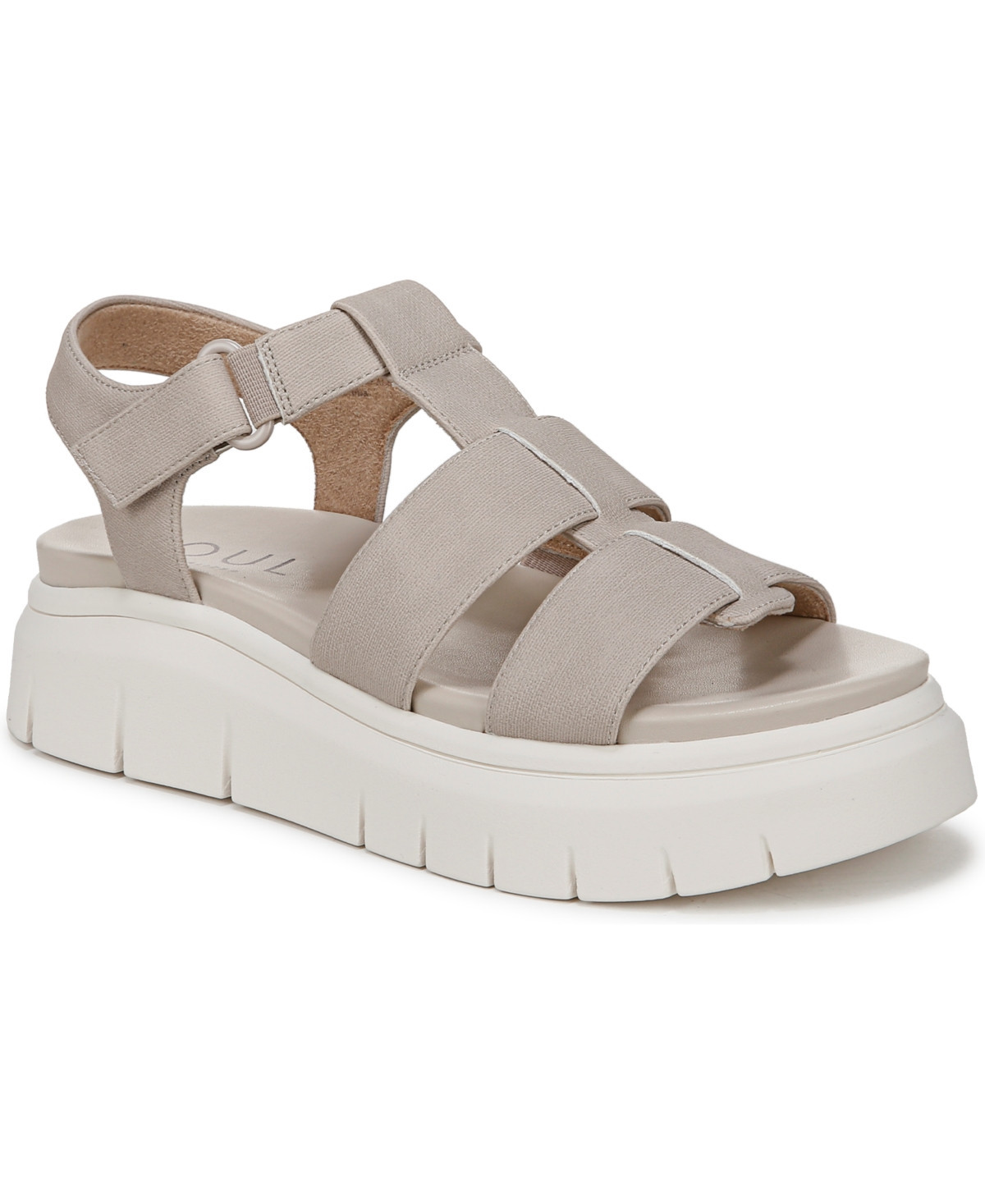 Soul Naturalizer Women's Pippa Lug Sole Fisherman Platform Sandals - Dark Porcelain Linen Texture Faux Leathe | Macy's