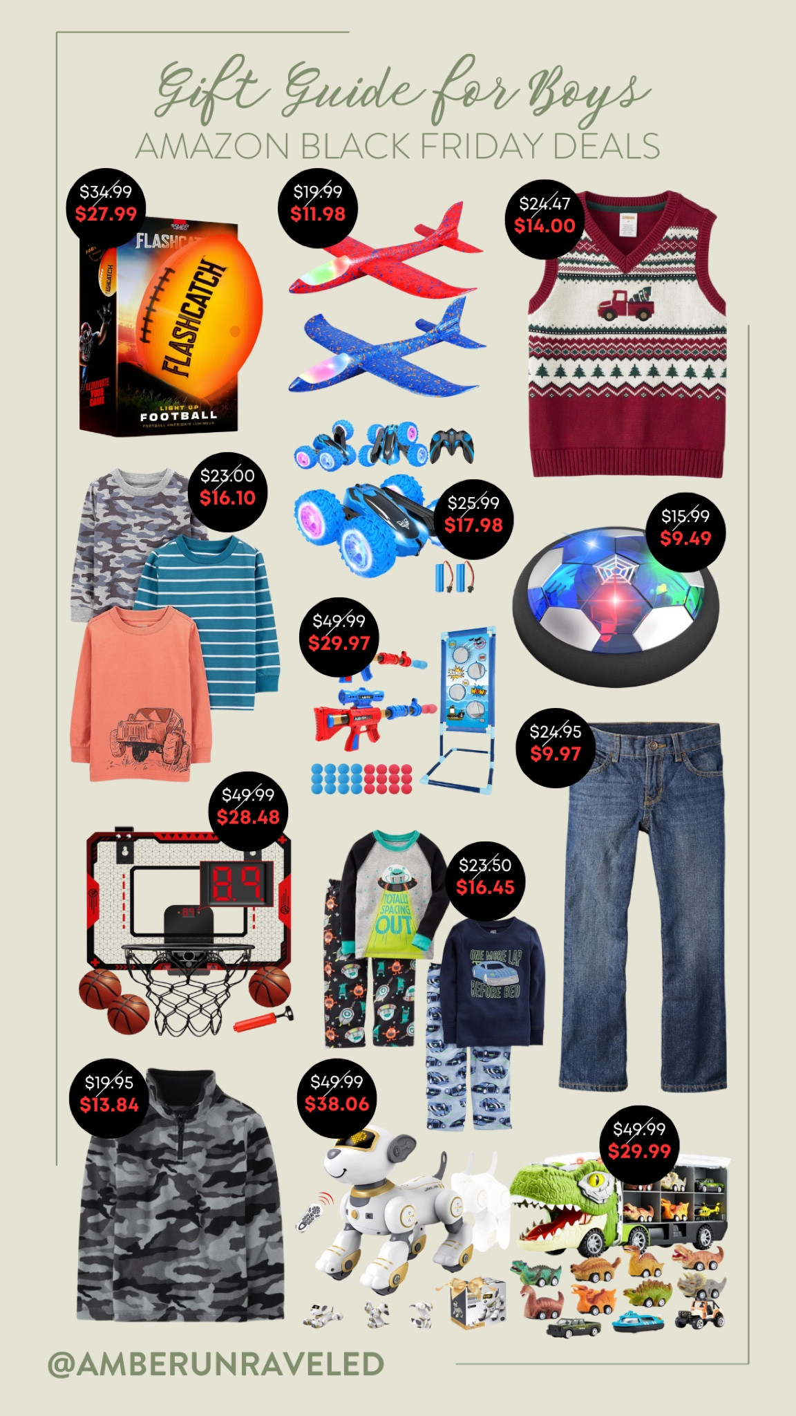 Making gift shopping for boys easier and more fun with these Black Friday deals: a flash catch light-up football, a cute sweater vest, denim jeans, pajamas, a dog robot toy, and more!
#amazonfinds #onsalenow #kidsgiftidea #affordablefinds #CreatorFavorites2024 #cyberweeksale

#LTKGiftGuide #LTKKids #LTKCyberWeek