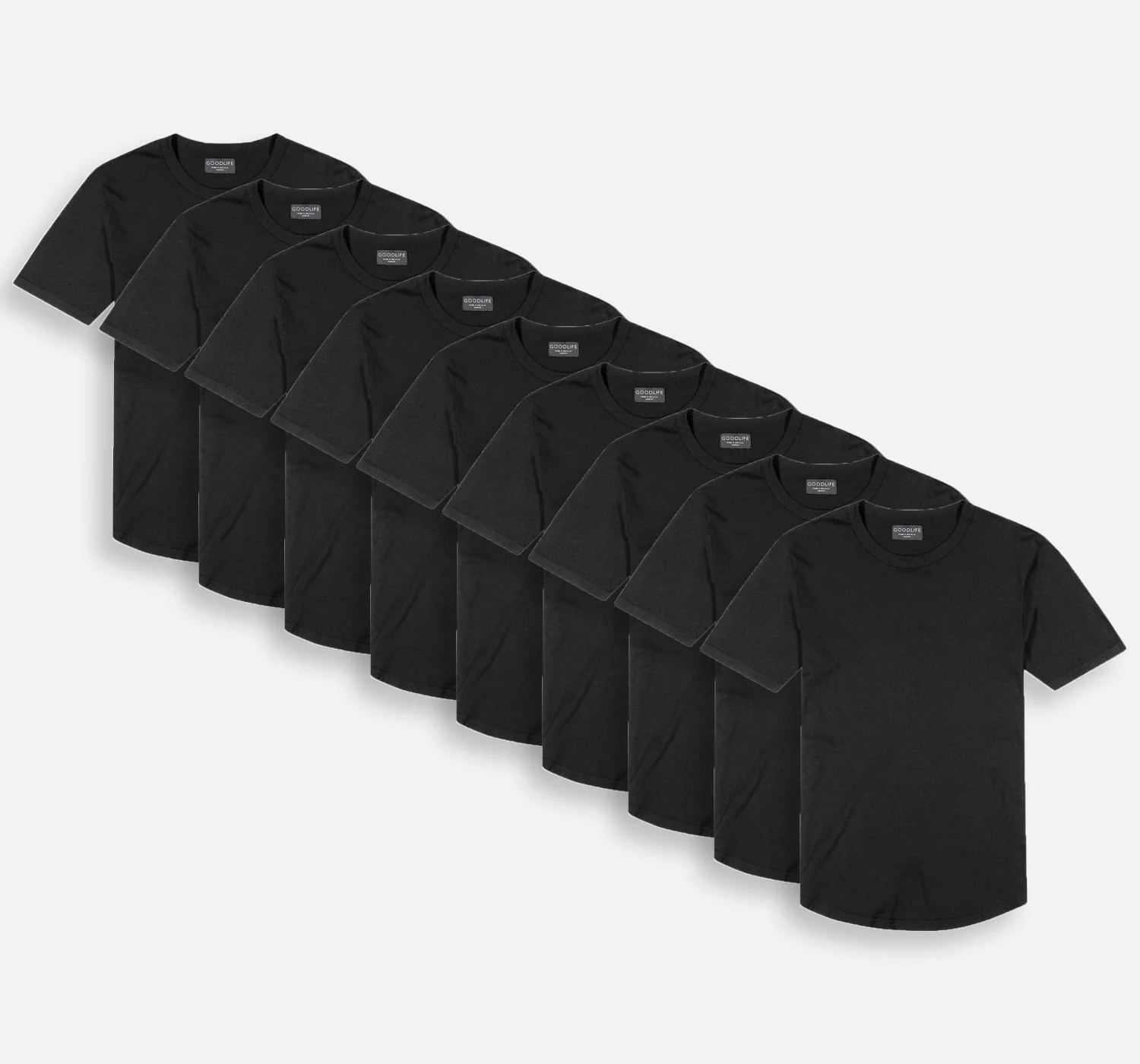 Supima Scallop Crew 9-Pack Bundle | Black | GOODLIFE Clothing